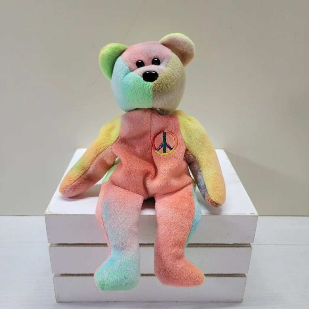 TY BEANIE BABIES Rainbow Peace Bear 1996